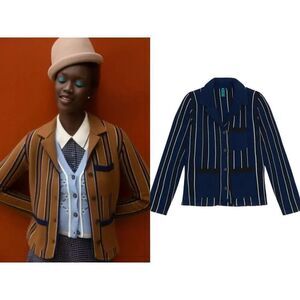 NakedCashmere NoName is needed wool cashmere pipeline blazer XS navy